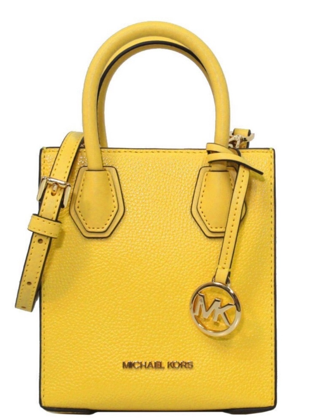 Michael Kors Yellow Pebbled Mini Tote with MK Charm